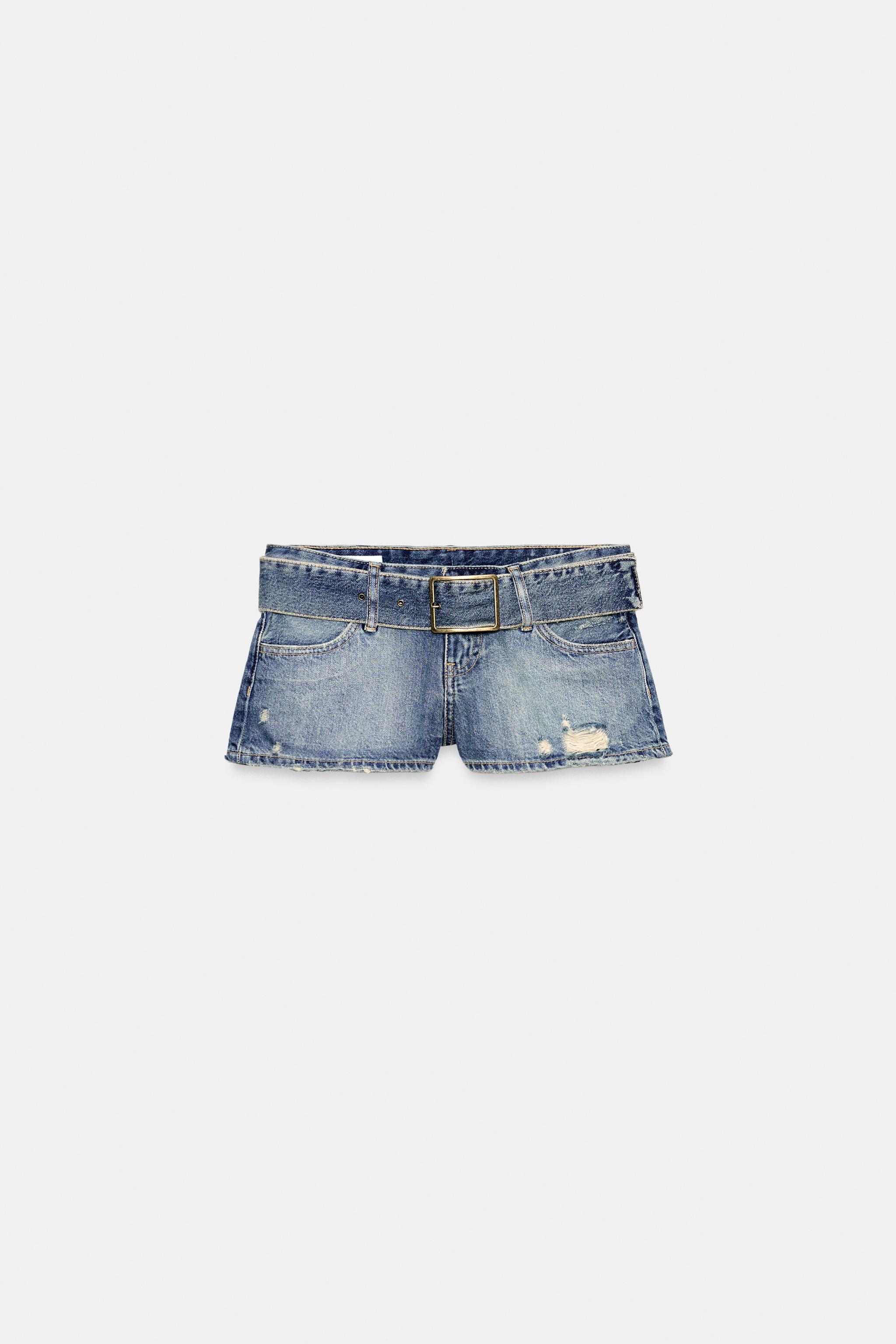 BELTED TRF DENIM SHORTS